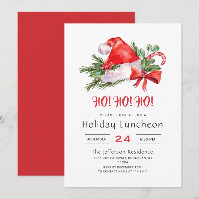 Invitación Fiesta de Navidades del Luncheon navideño de Santa (Anverso / Reverso)
