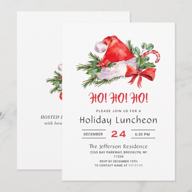 Invitación Fiesta de Navidades del Luncheon navideño de Santa (Anverso / Reverso)