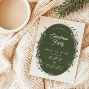 Invitación Fiesta de Navidades del marco de la guirnalda del