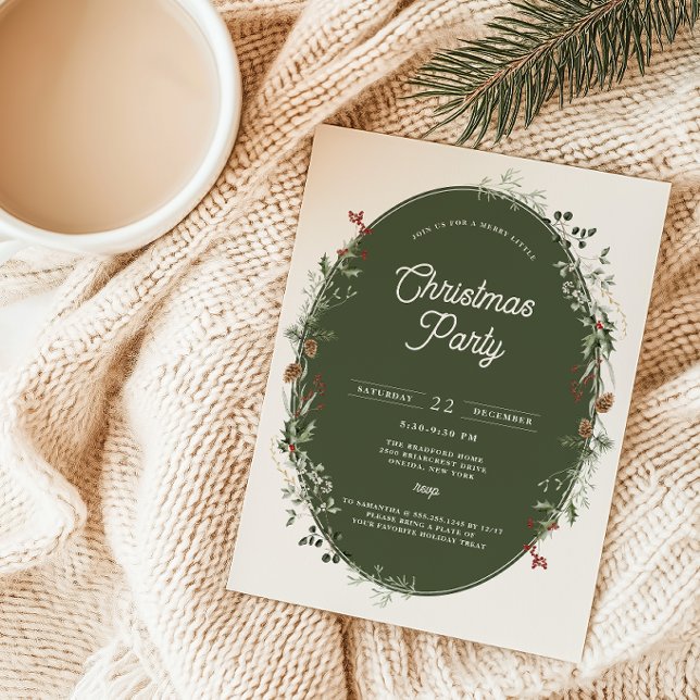 Invitación Fiesta de Navidades del marco de la guirnalda del  (Subido por el creador)