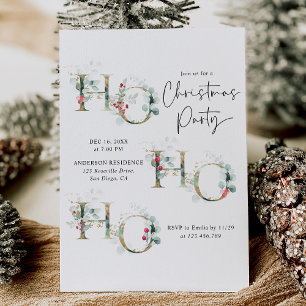Invitación Fiesta de Navidades del Moderno Greenery & Berries