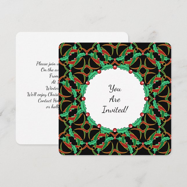 Invitación Fiesta de Navidades del patrón de Wreath de Celtic (Anverso / Reverso)