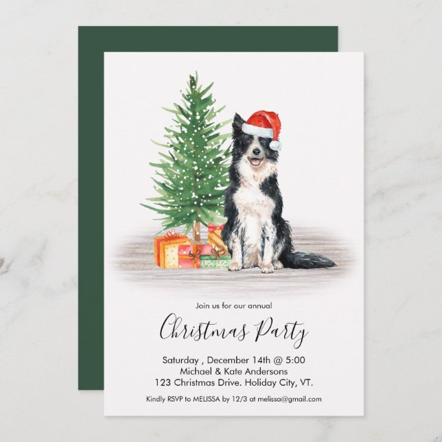 Invitación Fiesta de Navidades del Perro Cute de la Frontera  (Anverso / Reverso)