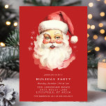 Invitación Fiesta de Navidades del Retro de la Vintage Roja S<br><div class="desc">Invite a sus invitados a una fiesta festiva con esta invitación a la fiesta de Navidades del Retro Rojo Vintage de Santa Claus. Con un bonito color de agua retro de la época Santa, este diseño clásico desprende encanto y sofisticación. Perfecto para una reunión de vacaciones, la invitación le permite...</div>