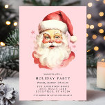 Invitación Fiesta de Navidades del Retro de la Vintage Rosa S<br><div class="desc">Invite a sus invitados a una fiesta festiva con esta invitación a la fiesta de Navidades del Retro de Vintage Rosa de Santa Claus. Con un bonito color de agua retro de la época Santa, este diseño clásico desprende encanto y sofisticación. Perfecto para una reunión de vacaciones, la invitación le...</div>
