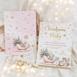 Invitación Fiesta de Navidades del Sleigh Snowflakes con oro