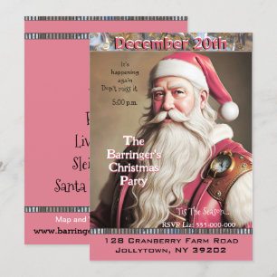 Invitación Fiesta de Navidades del tiempo de color rosa
