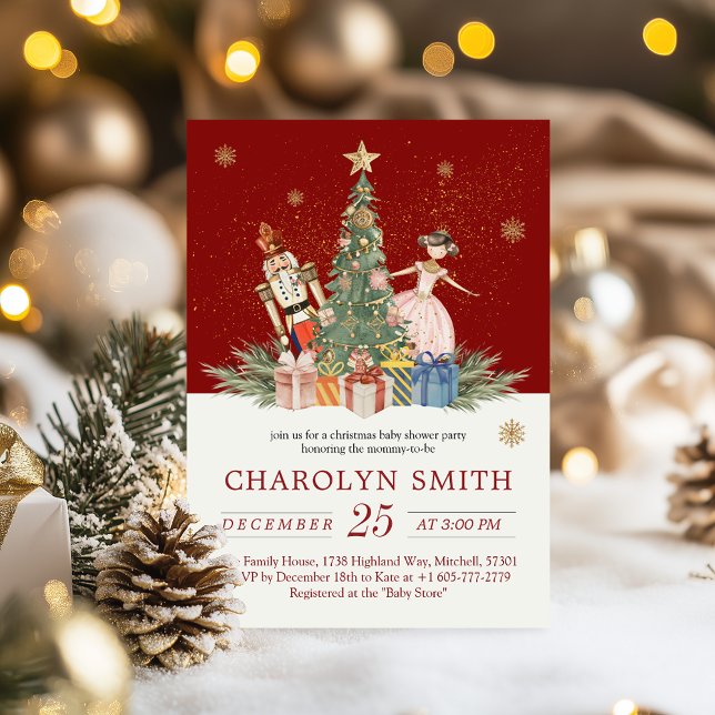 Invitación Fiesta de Navidades desnudos Baby Shower (Nutcracker Christmas Party Baby Shower Invitation!)