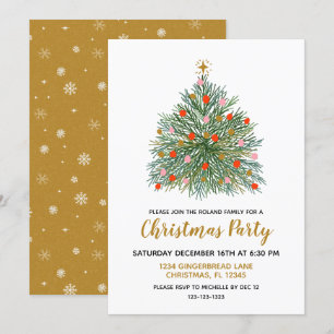 Invitación Fiesta de Navidades dibujados a mano a mediados de