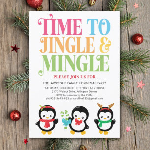 Invitación Fiesta de Navidades divertidos de Jingle y Mingle 