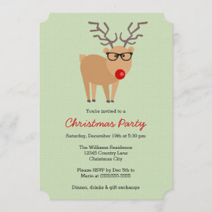 Invitación Fiesta de Navidades ecológicos de renos hipster