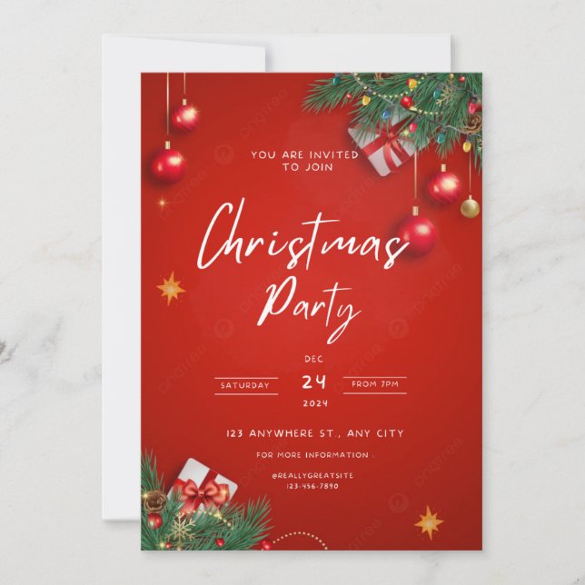 Invitación Fiesta de Navidades elegantes (Anverso)