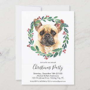 Invitación Fiesta de Navidades elegantes de Bulldog francés C