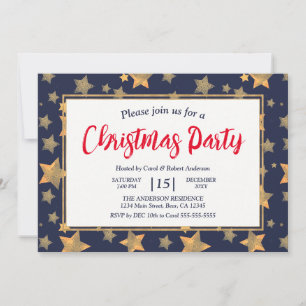 Invitación Fiesta de Navidades Elegantes de la Estrella de Or
