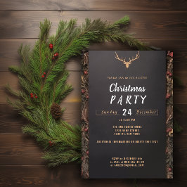 Invitación Fiesta de Navidades elegantes de oro negro