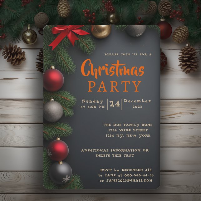 Invitación Fiesta de Navidades elegantes de oro negro (Subido por el creador)