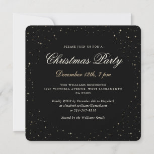 Invitación Fiesta de Navidades elegantes de oro negro