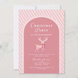 Invitación Fiesta de Navidades elegantes de renos rosas
