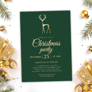 Invitación Fiesta de Navidades elegantes de renos verdes fest
