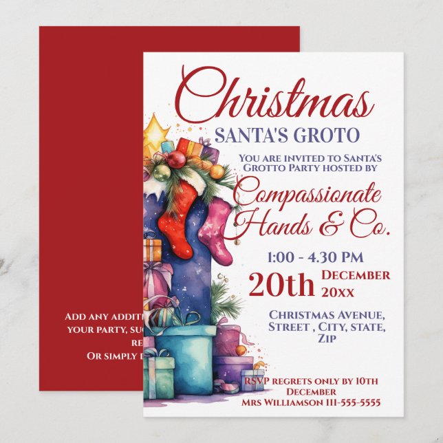 Invitación Fiesta de Navidades empresariales Santa Grotto (Anverso / Reverso)