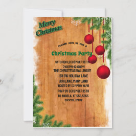 Invitación Fiesta de Navidades en Bauble verde naranja