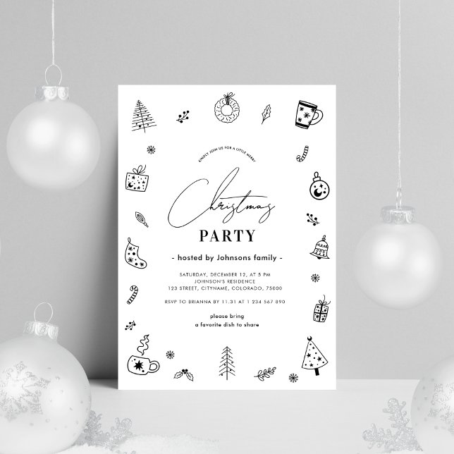 Invitación Fiesta de Navidades escandinavos blancos y caprich (Subido por el creador)