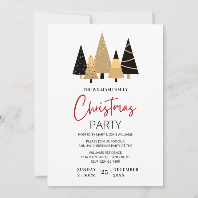 Invitación Fiesta de Navidades estéticos modernos (Anverso)