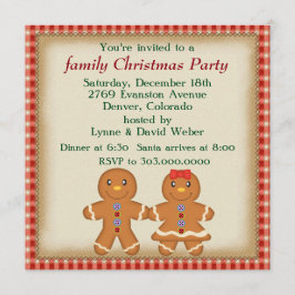 Invitación Fiesta de Navidades familiares de Gingerbread Man
