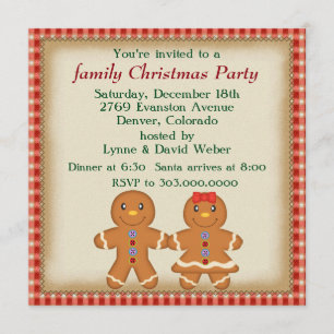Invitación Fiesta de Navidades familiares de Gingerbread Man