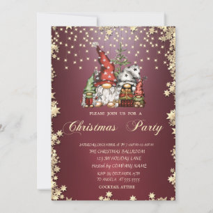 Invitación Fiesta de Navidades familiares de Gold Stars Gnome