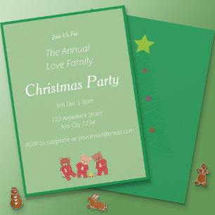 Invitación Fiesta de Navidades familiares de Teddy Bears