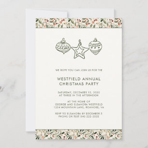 Invitación Fiesta de Navidades Festividad de Verdor Rojo Berr