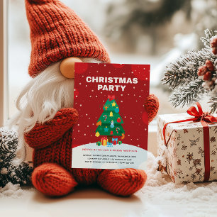 Invitación Fiesta de Navidades festivos con árbol de vacacion