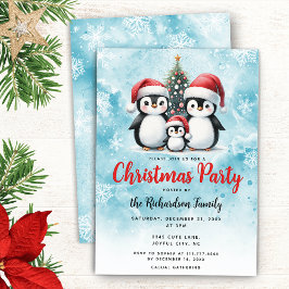 Invitación Fiesta de Navidades festivos de la familia Cute Pe
