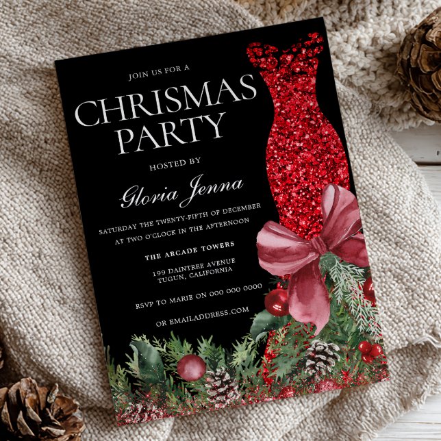 Invitación Fiesta de Navidades festivos de Purpurina rojo (Subido por el creador)