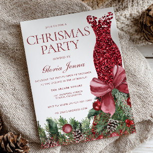 Invitación Fiesta de Navidades festivos de vestimenta roja y 