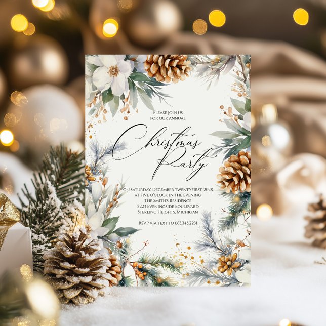 Invitación Fiesta de Navidades festivos invitado | Wreath de  (Subido por el creador)