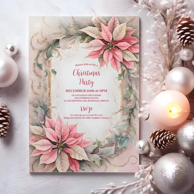 Invitación Fiesta de Navidades festivos rosados (Subido por el creador)