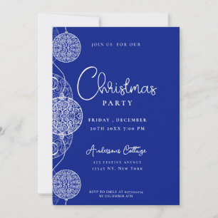 Invitación Fiesta de Navidades festivos y azules