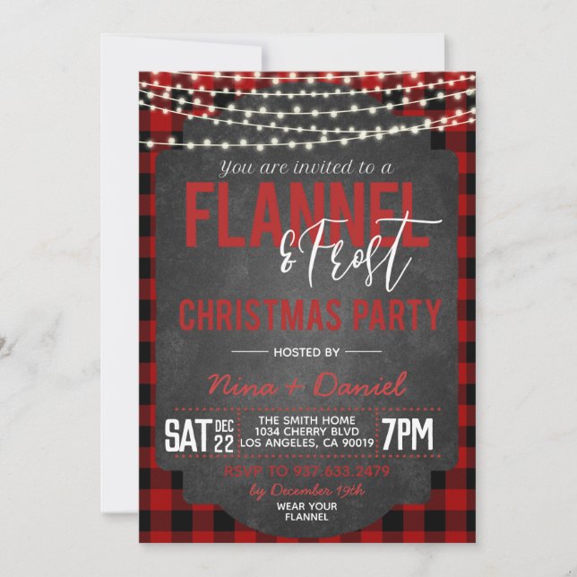 Invitación Fiesta de Navidades Flannel & Frost (Anverso)