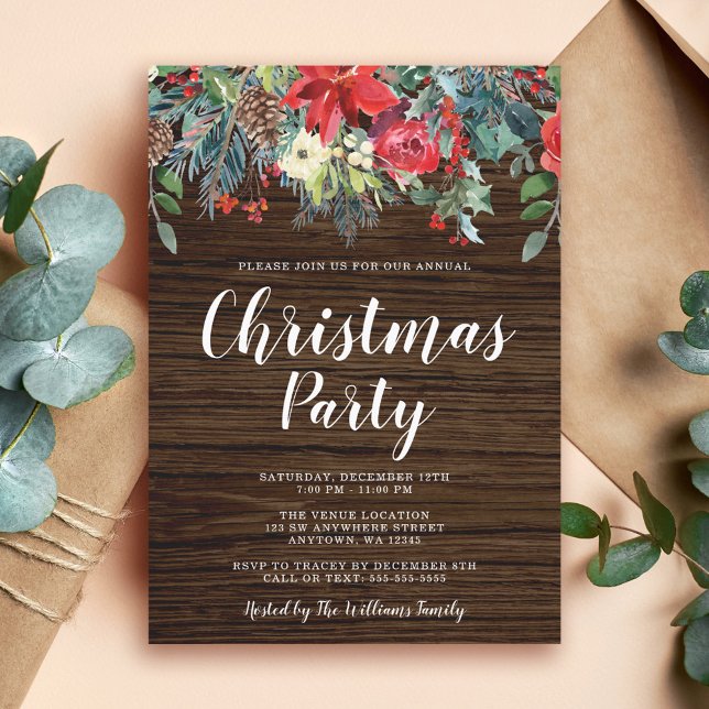 Invitación Fiesta de Navidades florales de acuarela rusa (Subido por el creador)