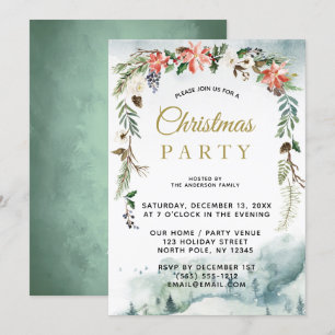 Invitación Fiesta de Navidades florales de invierno ruso
