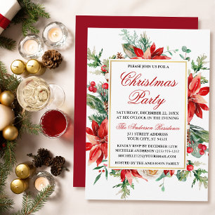 Invitación Fiesta de Navidades Florales de la Poinsettia Roja