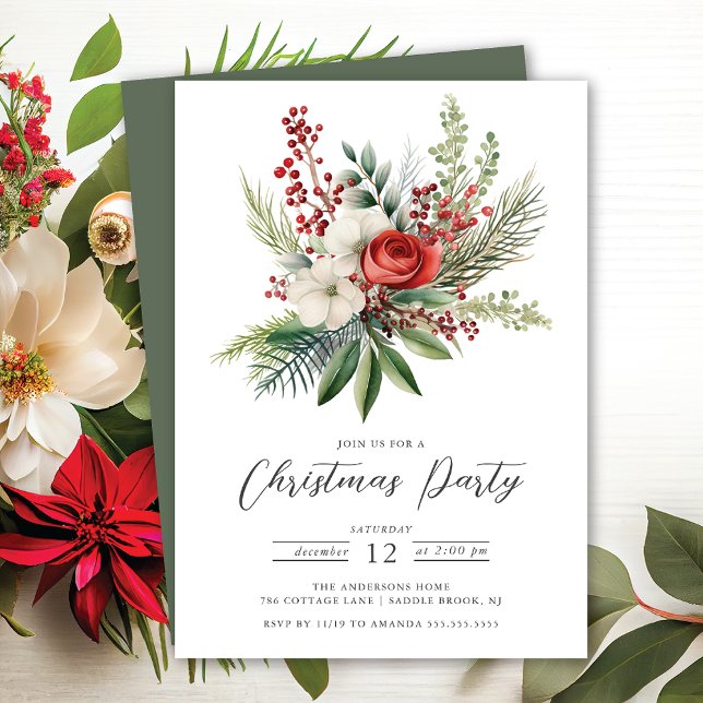 Invitación Fiesta de Navidades florales de vacaciones (Subido por el creador)