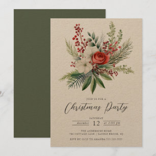 Invitación Fiesta de Navidades florales de vacaciones