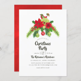 Invitación Fiesta de Navidades florales en acuarela de arte f