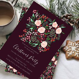 Invitación Fiesta de Navidades florales modernos