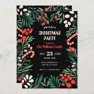 Invitación Fiesta de navidades florales negros
