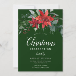 Invitación Fiesta de Navidades florales verdes festivos