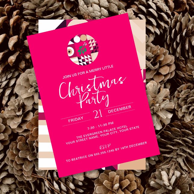 Invitación Fiesta de Navidades geométricos modernos rosados (Subido por el creador)